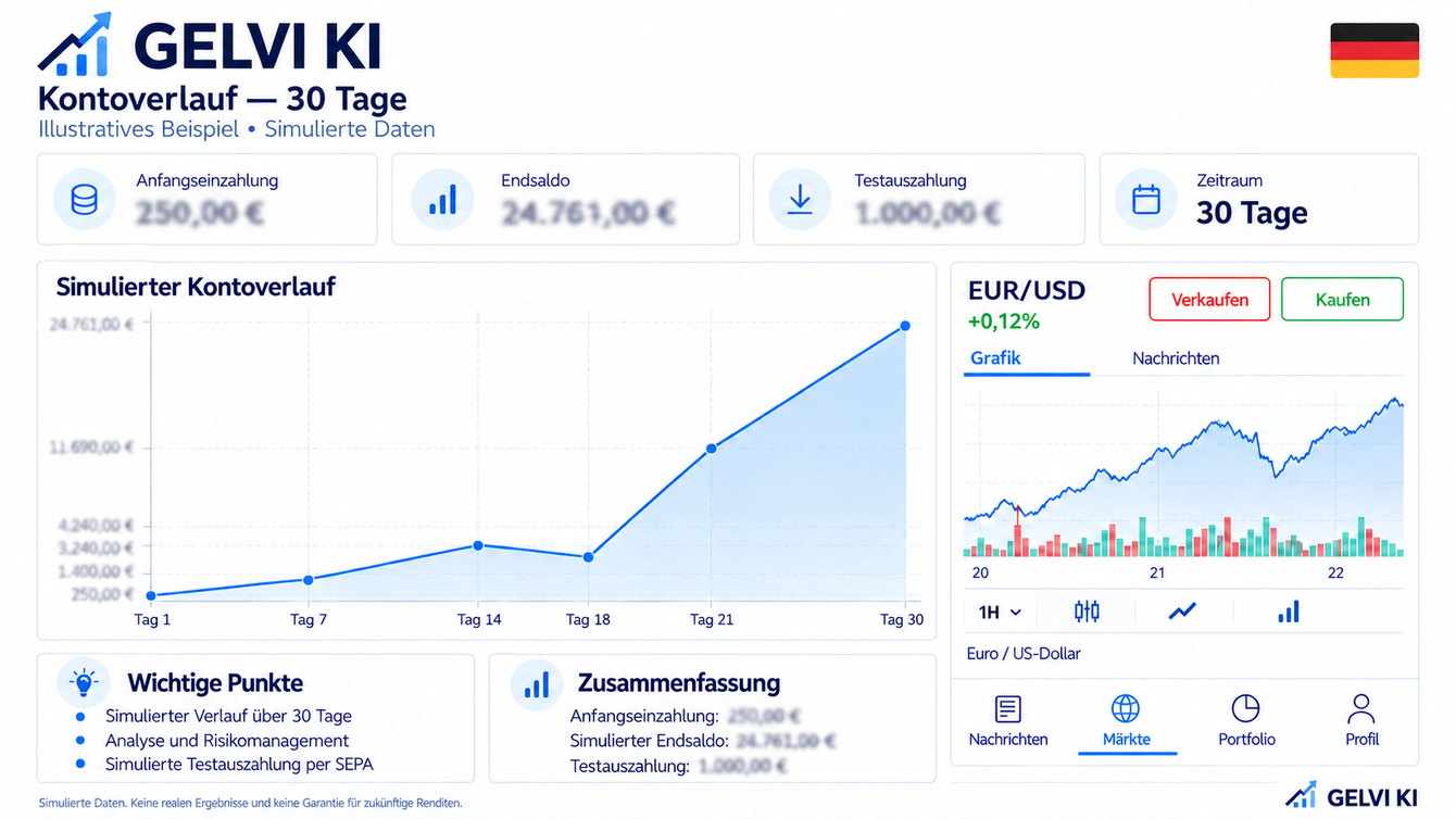 Die Entwicklung unseres Testkontos über 30 Tage